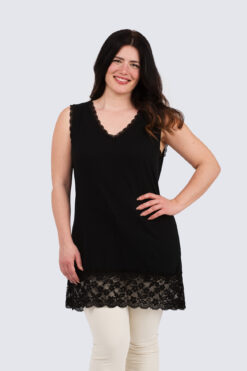 Trikootoppi Pitsihelma - musta