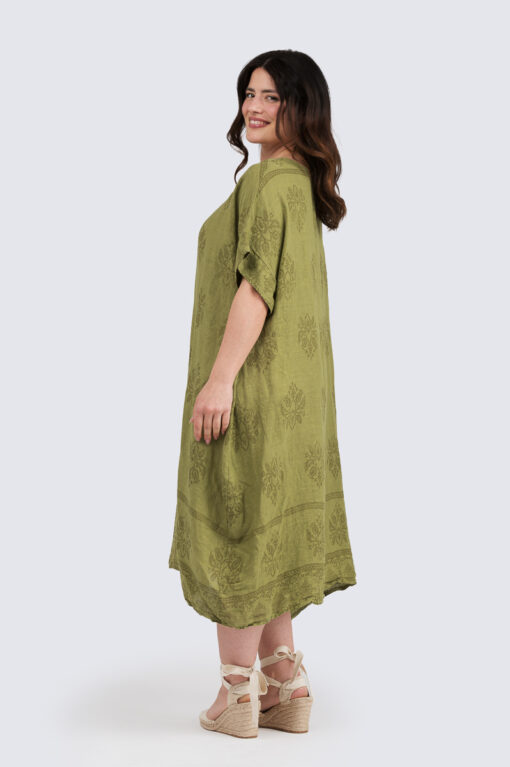 Annika pellavamekko - oliivi - Image 2