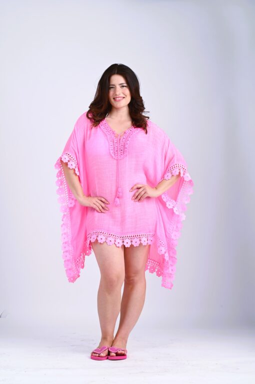 Flower Edge poncho - pinkki - Image 2