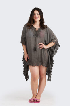 Flower Edge poncho - harmaa