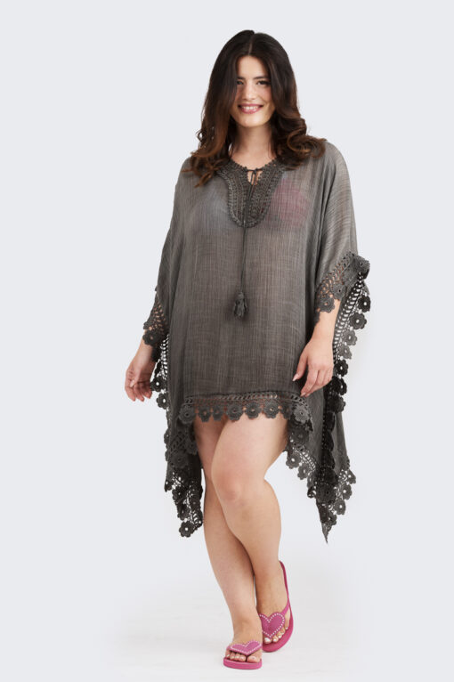 Flower Edge poncho - harmaa - Image 3