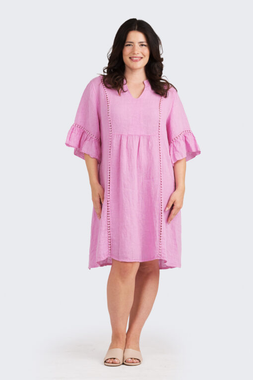 Rosalinda pellavamekko - vaaleanpunainen - Image 4