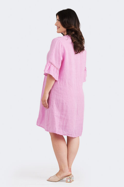 Rosalinda pellavamekko - vaaleanpunainen - Image 3