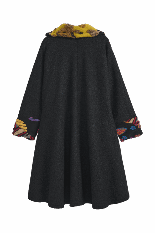 Aili pitkä kuviotakki - musta - Image 2