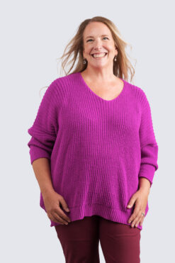 Kati v-aukko neule - magenta