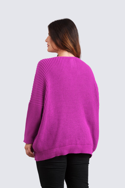 Kati v-aukko neule - magenta - Image 4