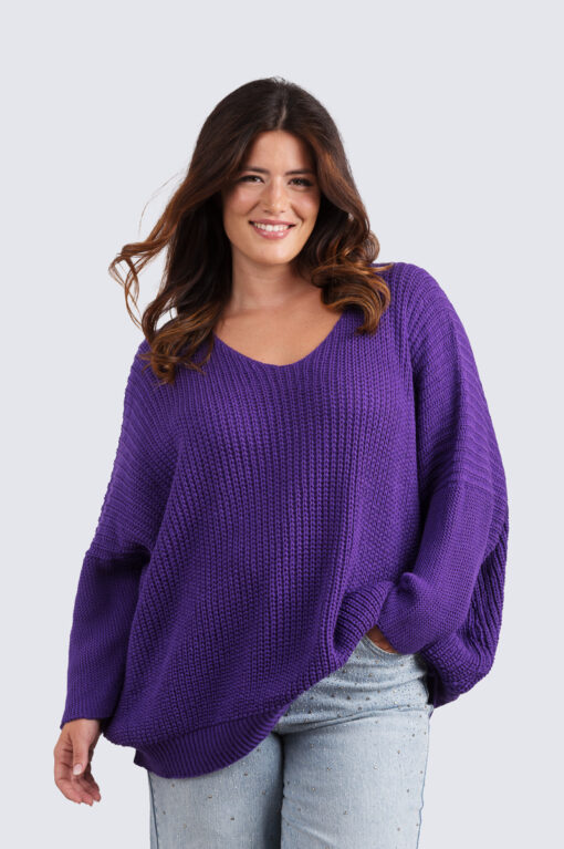 Kati v-aukko neule - violetti