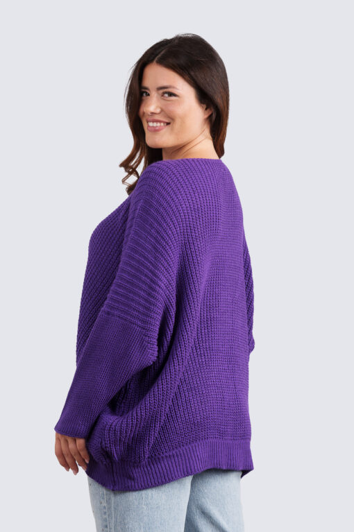Kati v-aukko neule - violetti - Image 3