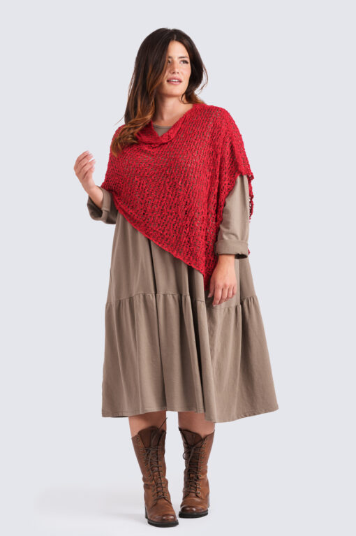 Popcorn poncho - punainen