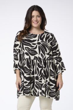 Valerie tunika - mustavalkoinen - lehtikuosi