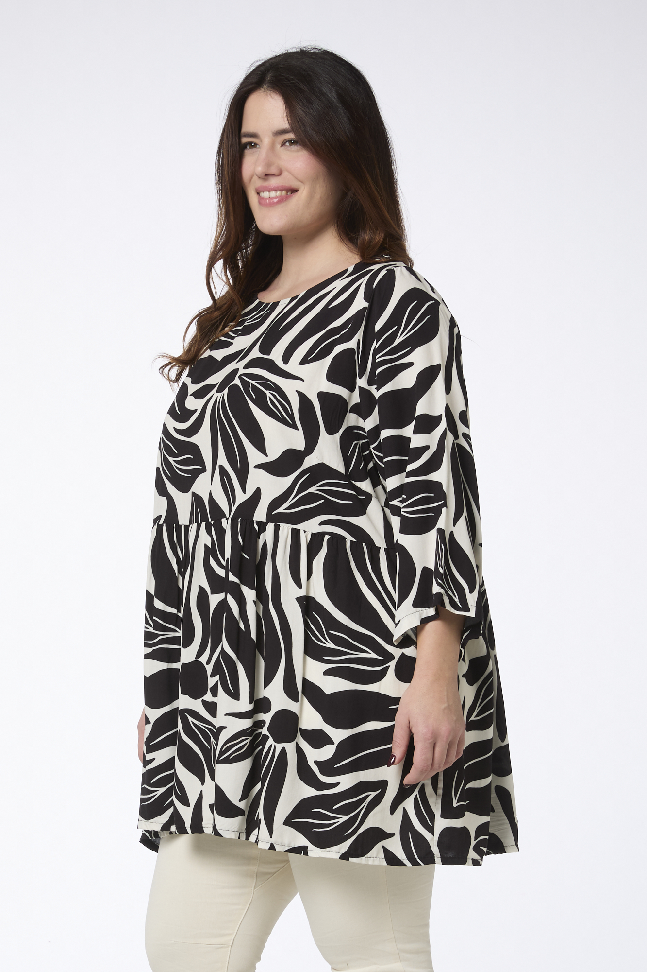 Valerie tunika - mustavalkoinen - lehtikuosi - Image 2