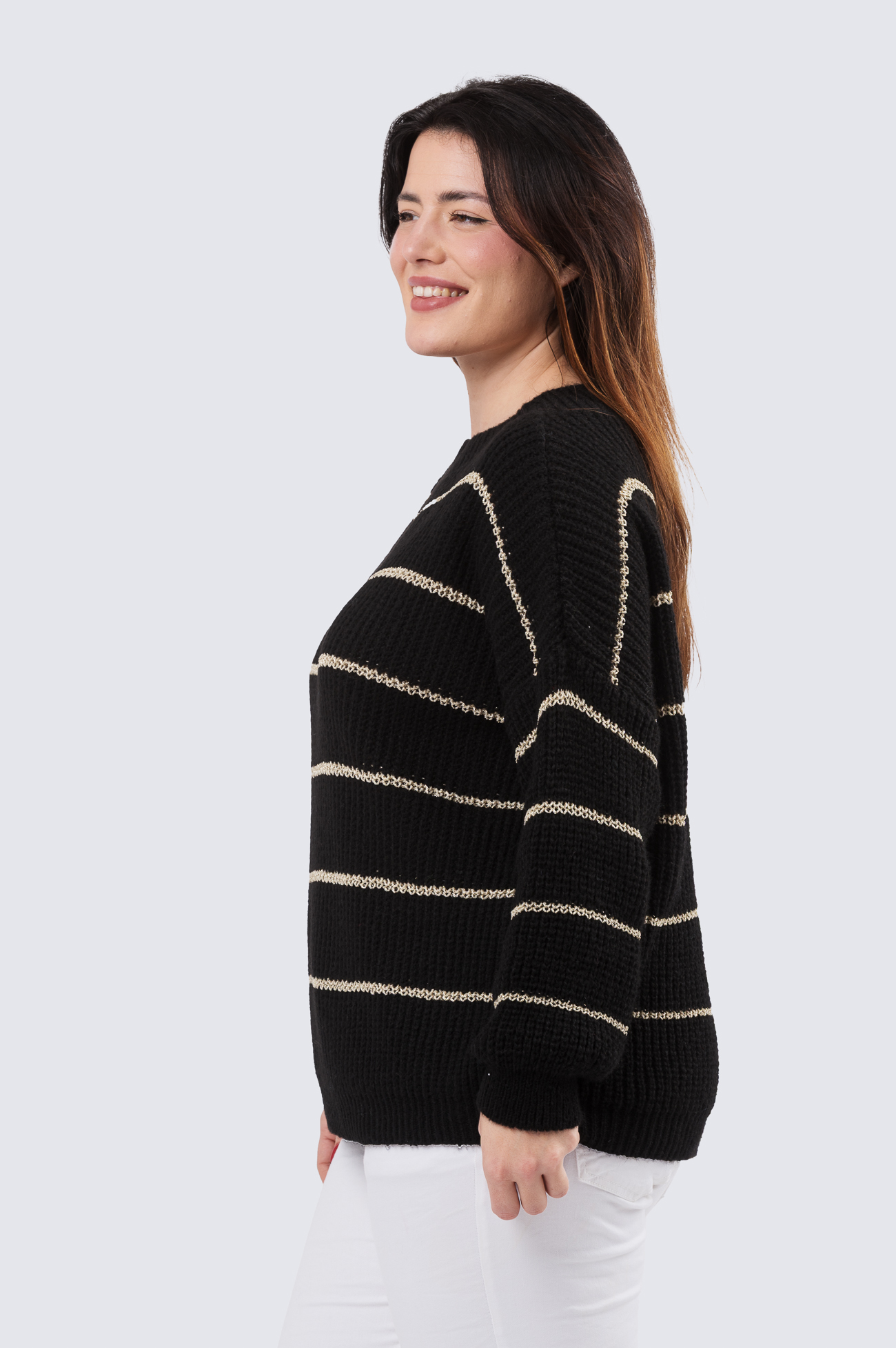 Lillil kultaraitaneule - musta - Image 2