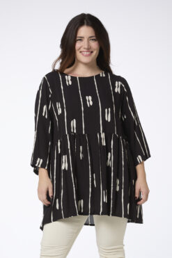 Valerie tunika - mustavalkoinen - viivakuosi