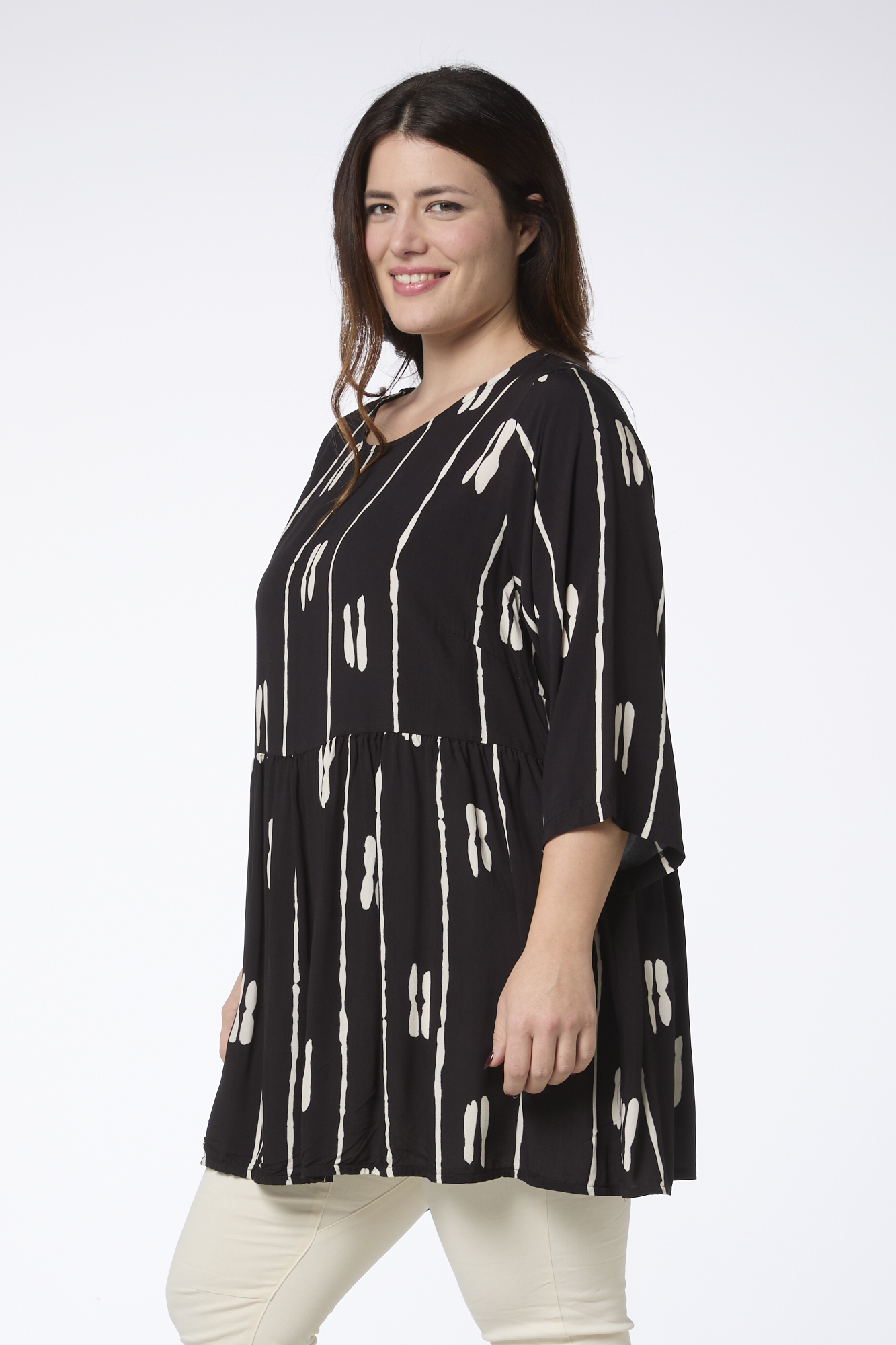 Valerie tunika - mustavalkoinen - viivakuosi - Image 2