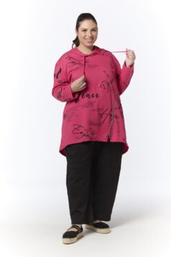 Zipper text collegetunika - pinkki