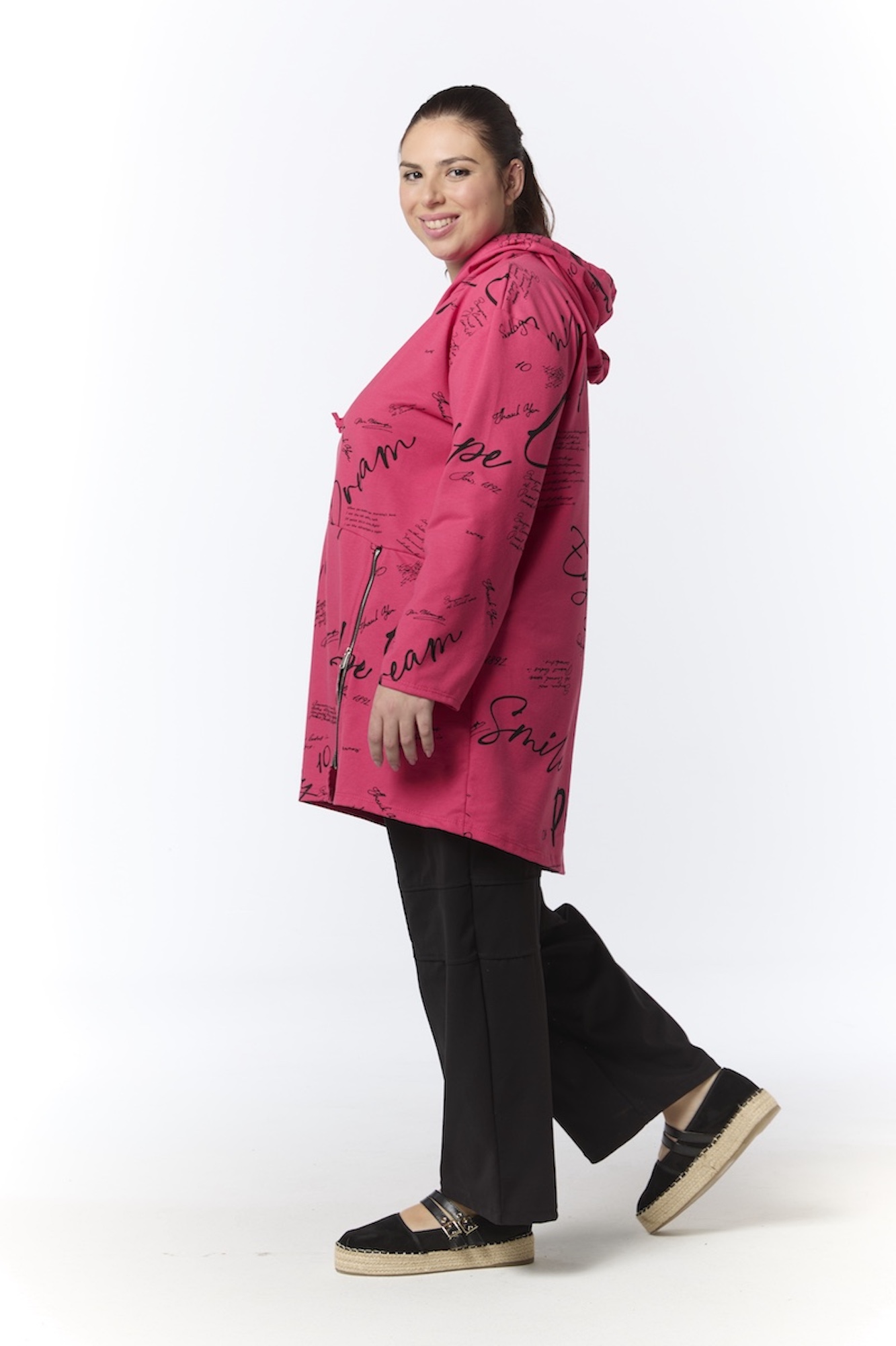 Zipper text collegetunika - pinkki - Image 2