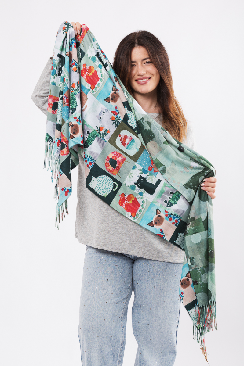 Kissoja shaalissa - vihreä