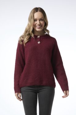 Roomaneule timanttinappi - viininpunainen