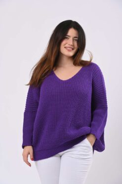 Kati v-aukko neule - violetti