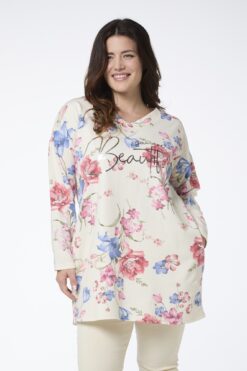 Anni pitkä kukkatunika - luonnonvalkoinen