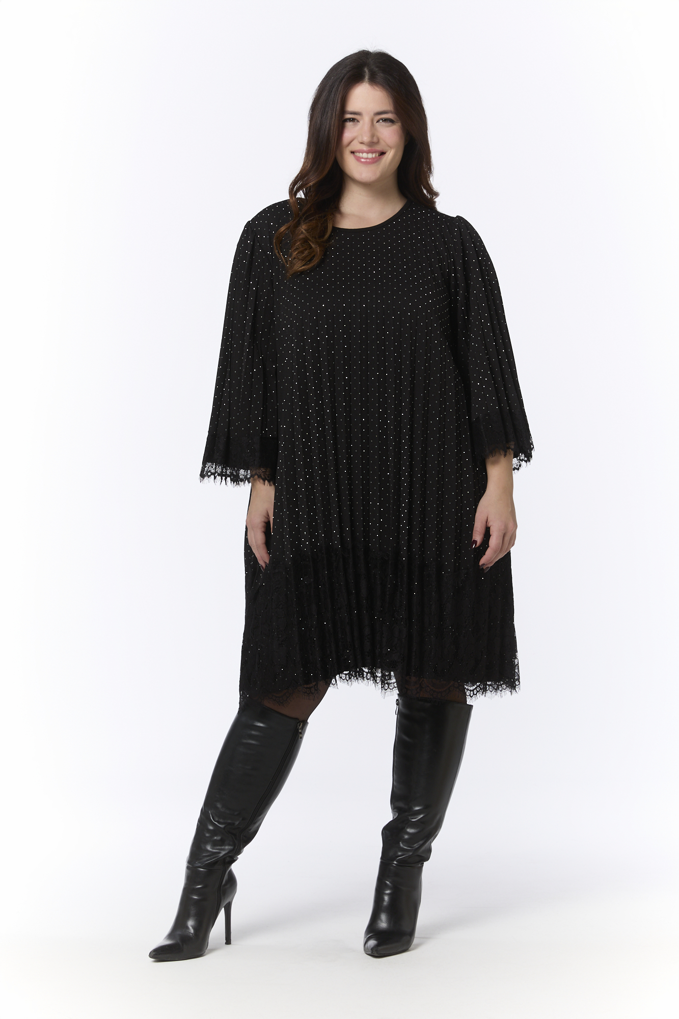 Festa pliseerattu mekko - musta/hopea