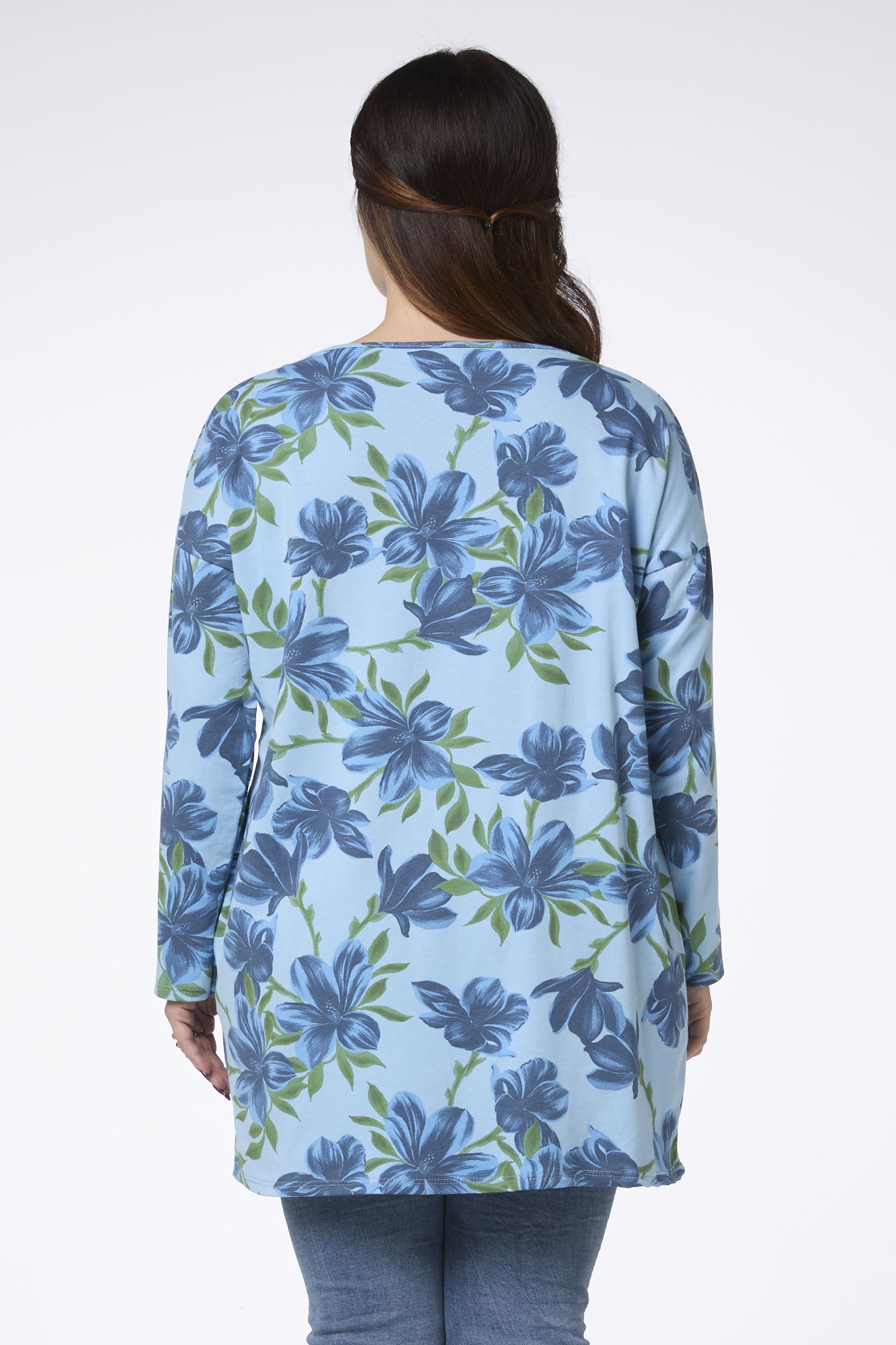 Sirpa pitkä kukkatunika- vaaleansininen - Image 3