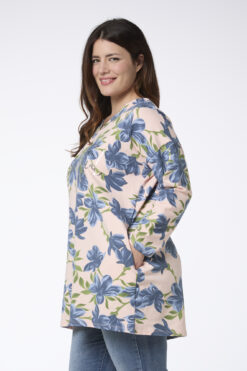 Sirpa pitkä kukkatunika- vaaleanpunainen