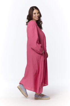 Ursula pellavapuuvillamekko - pinkki