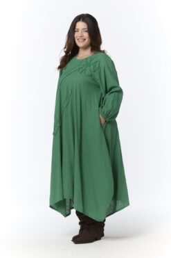 Ursula pellavapuuvillamekko - vihreä