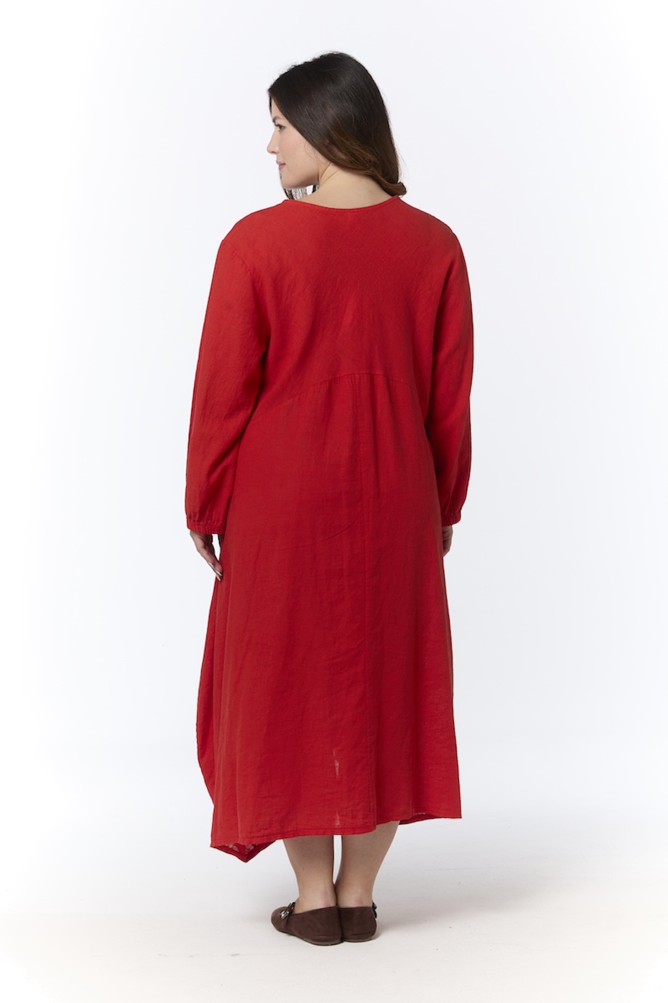 Ursula pellavapuuvillamekko - punainen - Image 3