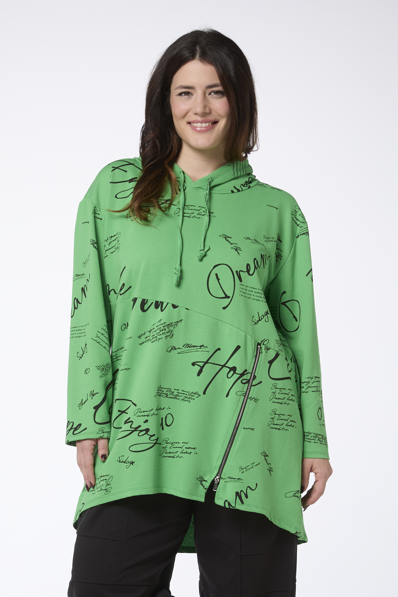 Zipper text collegetunika - vihreä