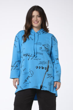 Zipper text collegetunika - turkoosi