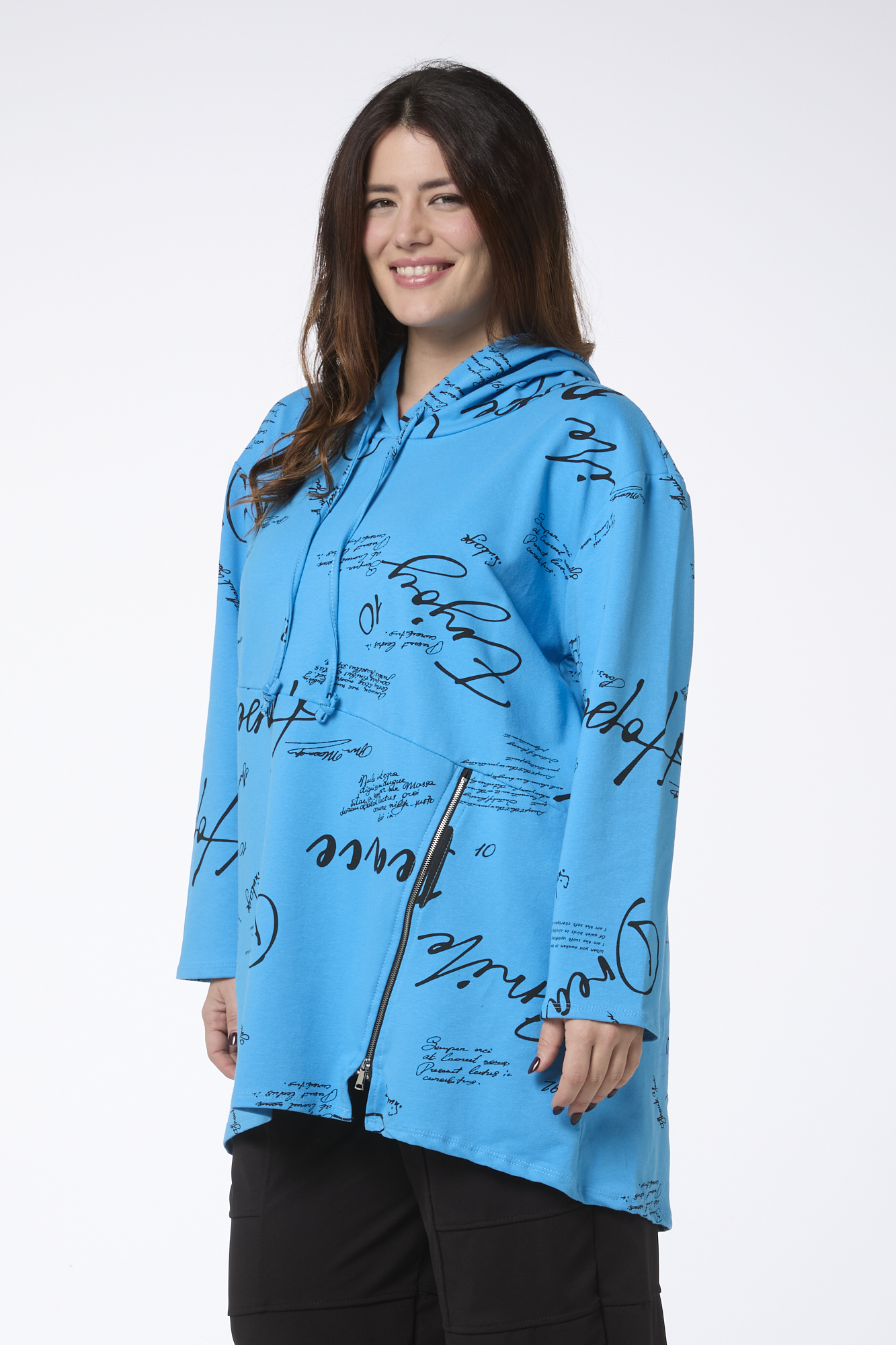 Zipper text collegetunika - turkoosi - Image 2