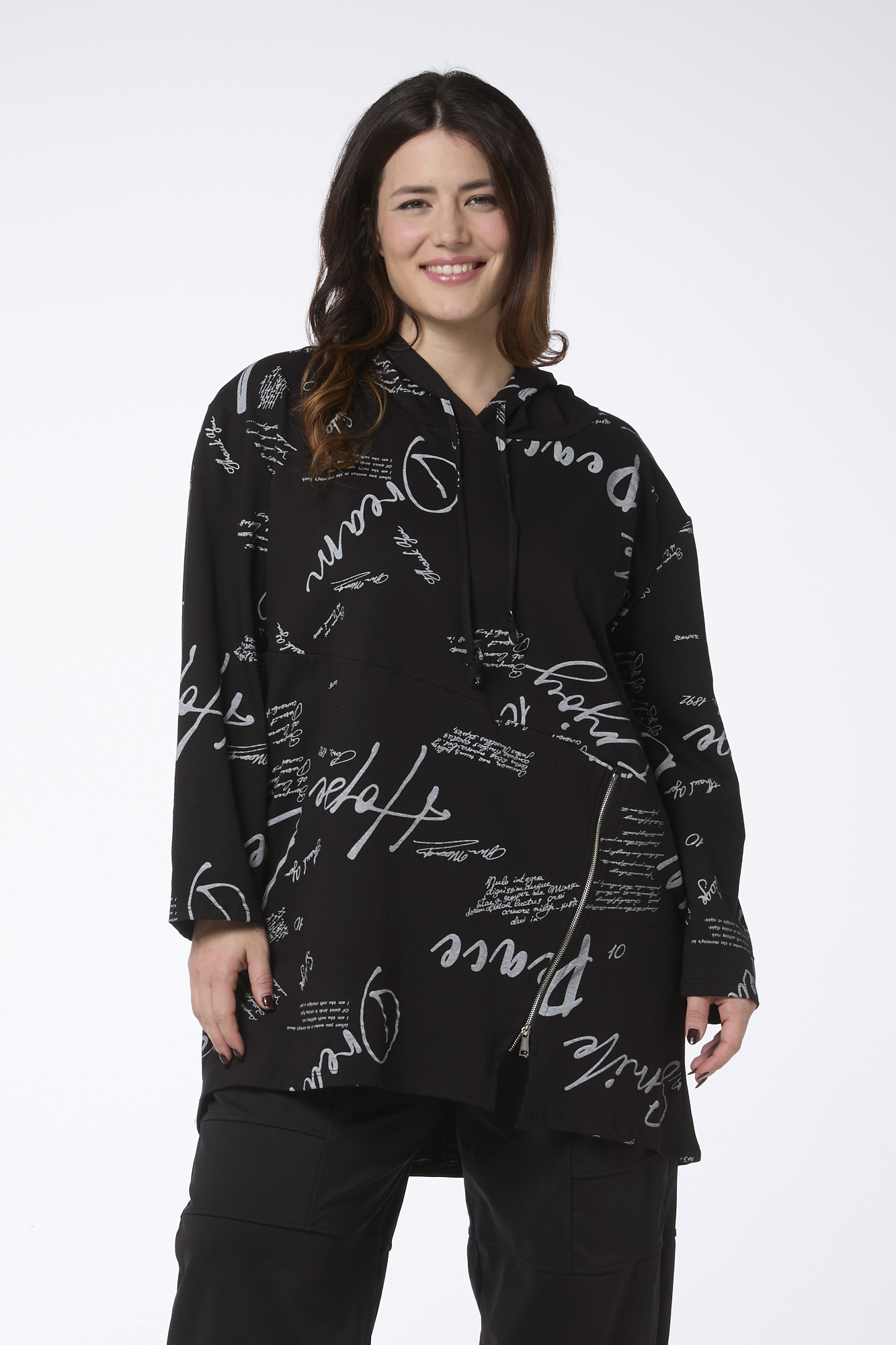 Zipper text collegetunika - musta