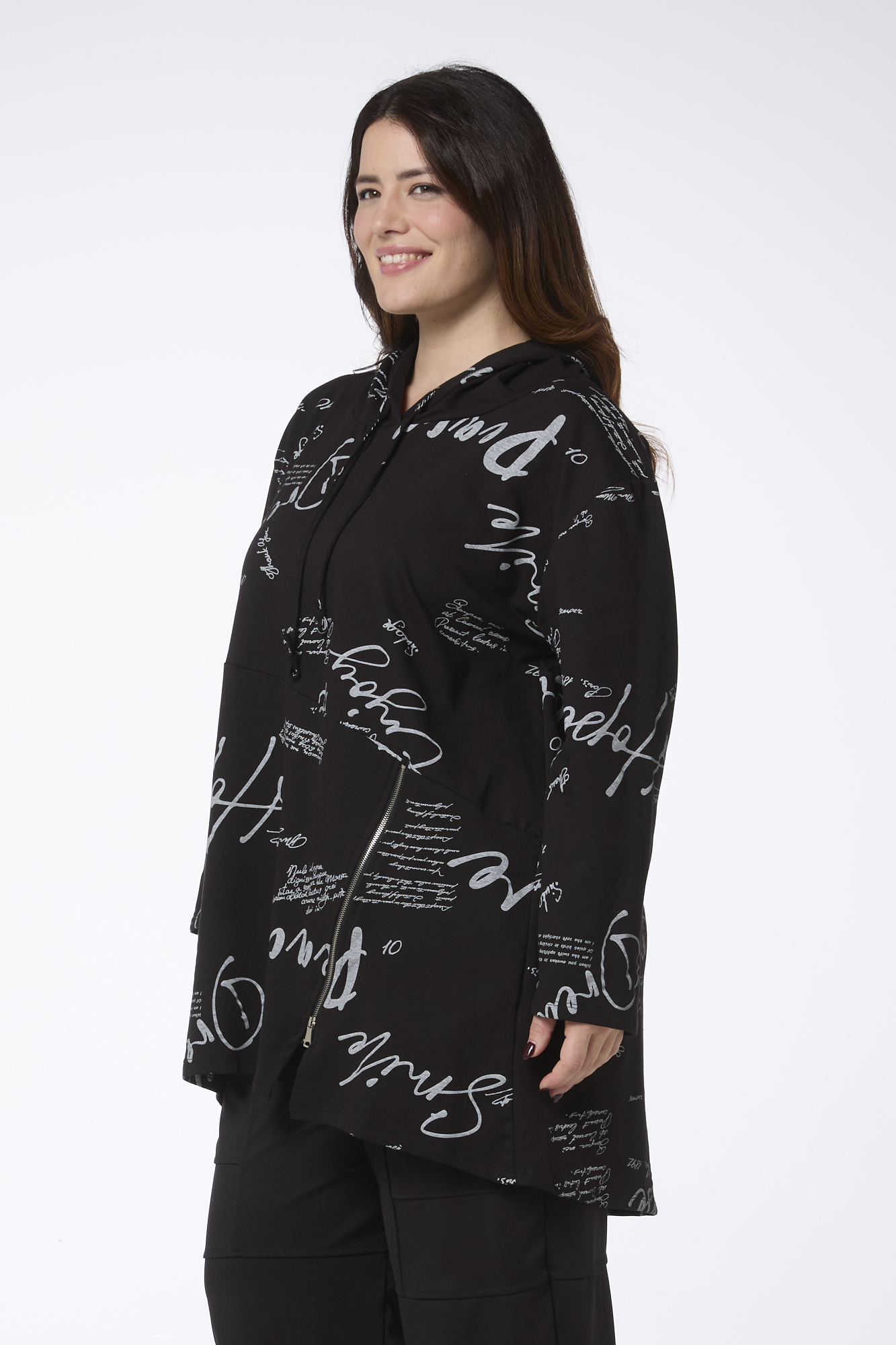 Zipper text collegetunika - musta - Image 3