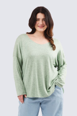 V-aukko neule - vihreä