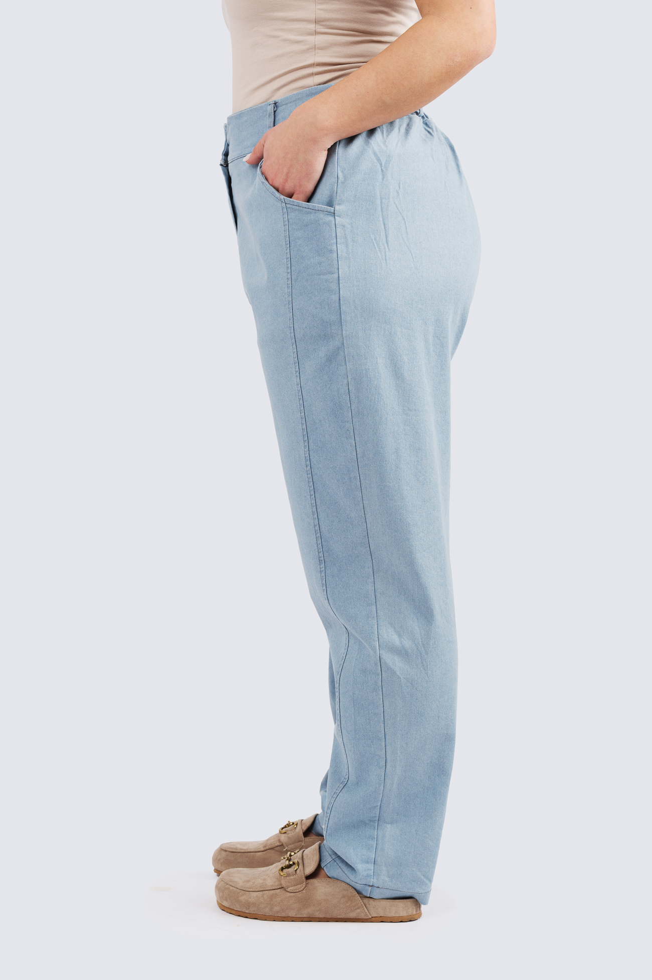 Denim look housu - vaalea farkkusininen - Image 2