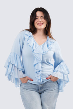 Rimpsuinen trikoo - vaaleansininen