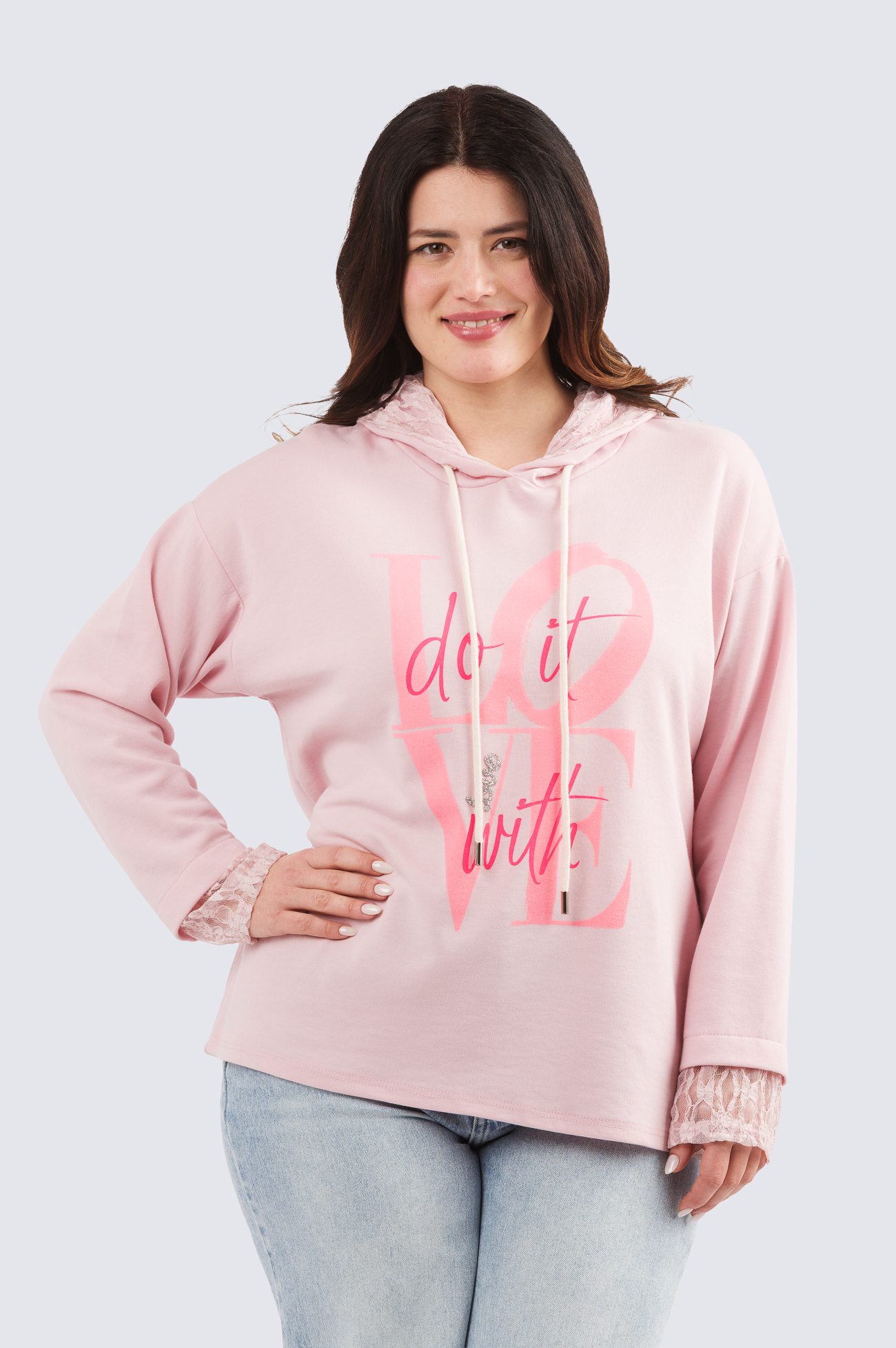 Do it with love hoodie - vaaleanpunainen