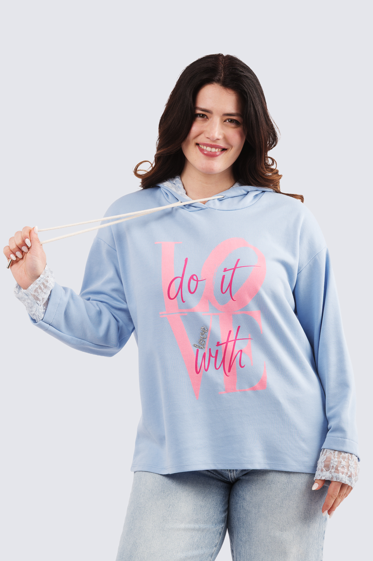 Do it with love hoodie - vaaleansininen - Image 2