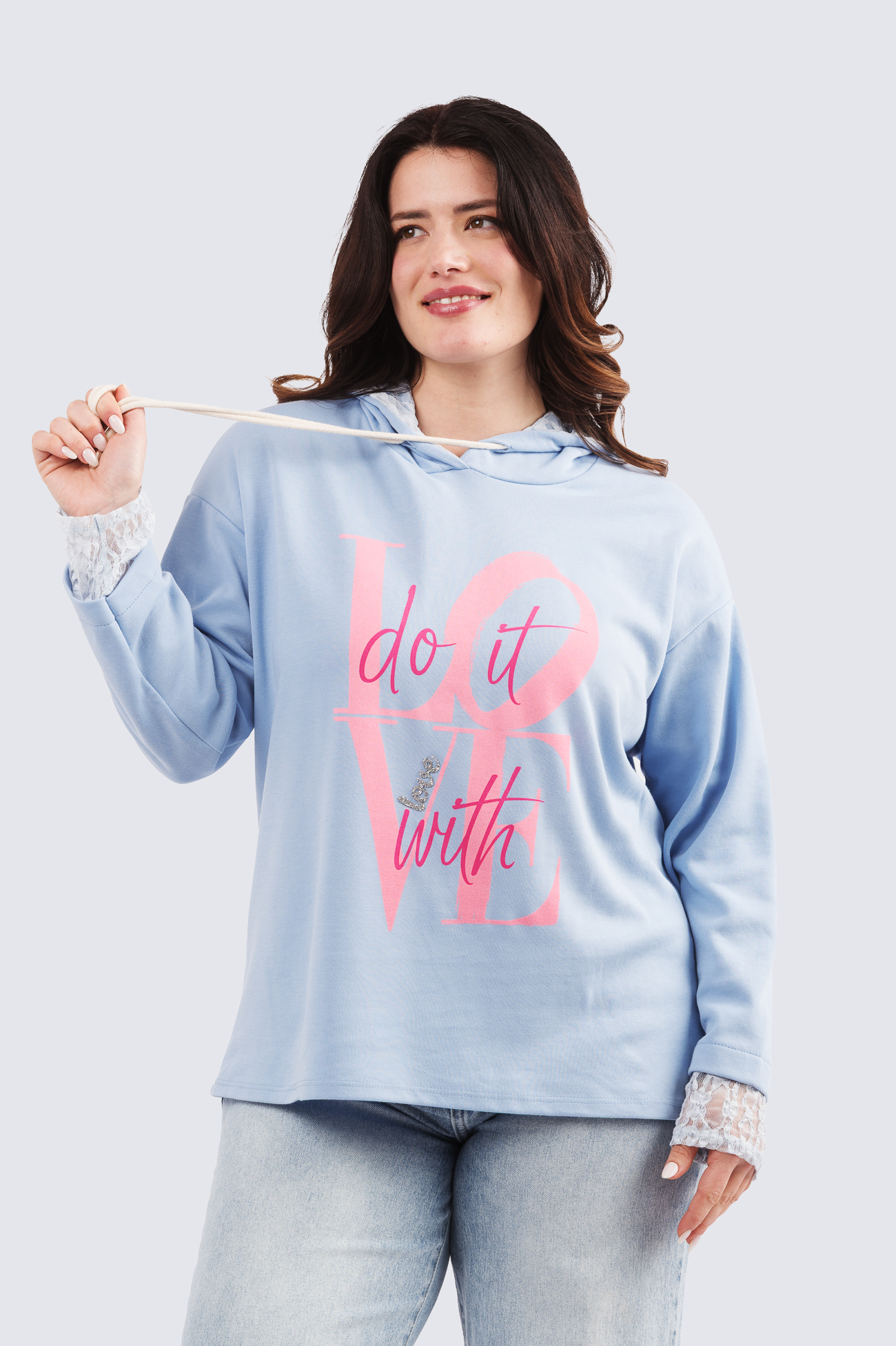 Do it with love hoodie - vaaleansininen - Image 3