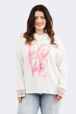 Do it with love hoodie - luonnonvalkoinen
