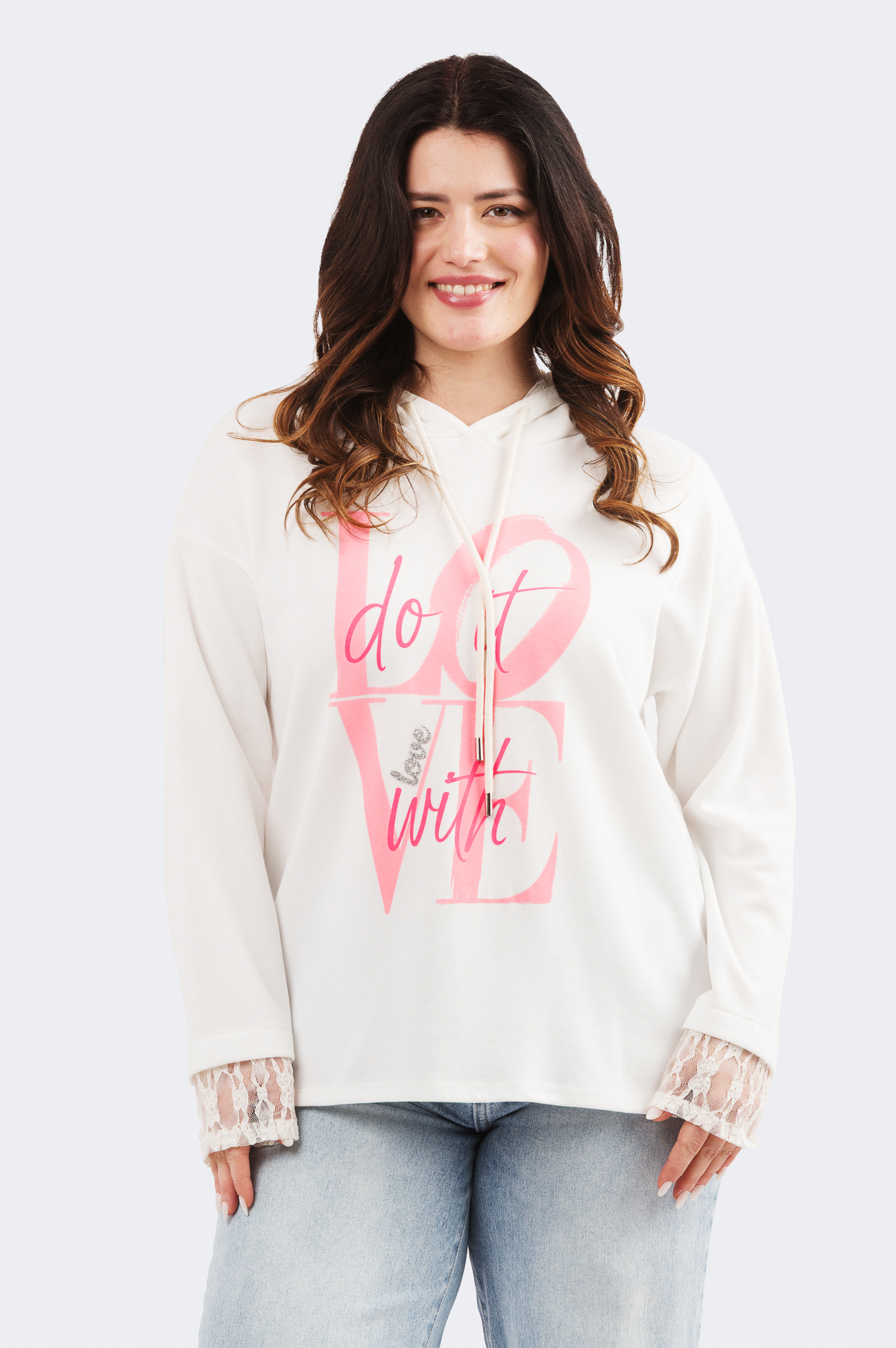 Do it with love hoodie - luonnonvalkoinen