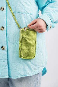 Pieni kännykkälaukku - pistaasi metallinhohto