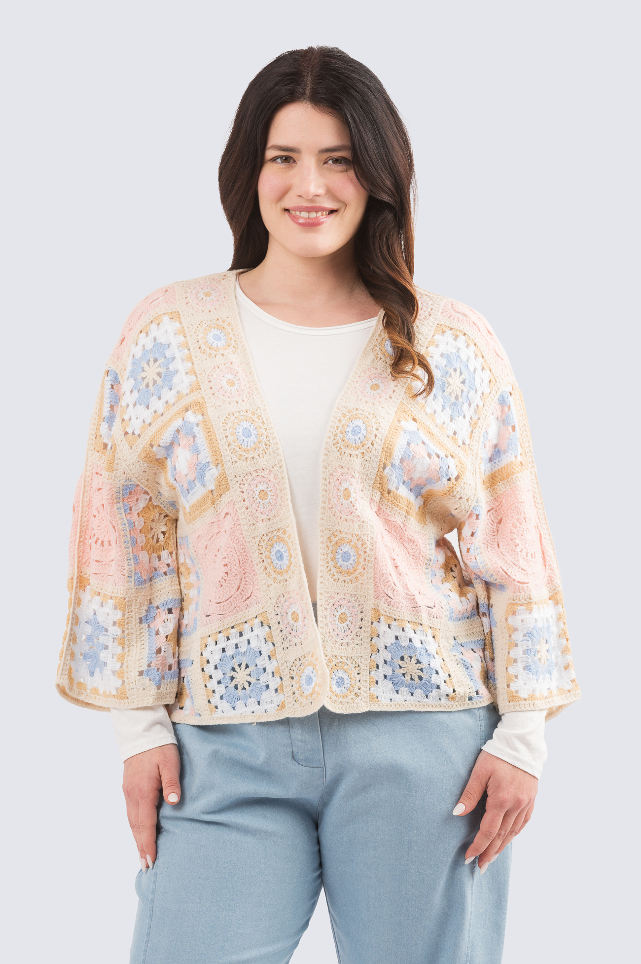 Heli virkattu jakku - vaaleanpunainen