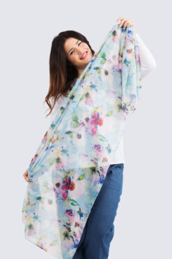 Huivi vesivärikukat - Sininen