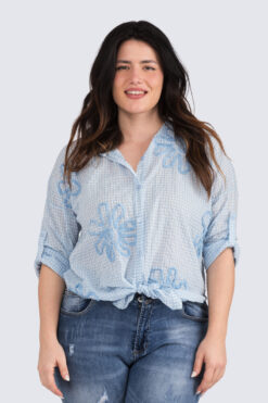 Lizy ruutupaitis - vaaleansininen