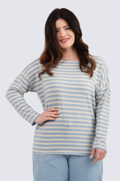 Raija raitapaita - vaaleansini/luonnon valkoinen