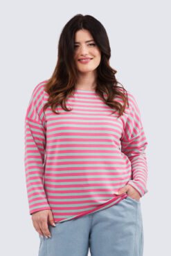 Raija raitapaita - pinkki/minttu