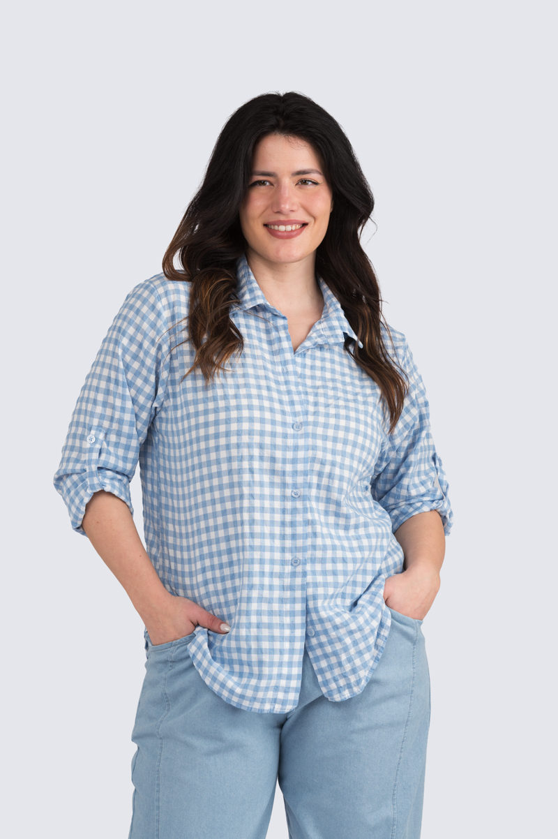 Mary ruutupaitis - vaaleansininen